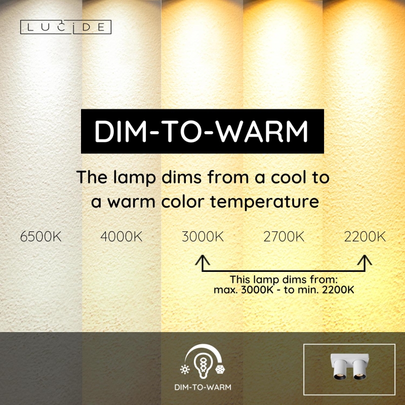 Lucide NIGEL - Stropné bodové svietidlo - LED Dim to warm - GU10 - 2x5W 2200K/3000K - White